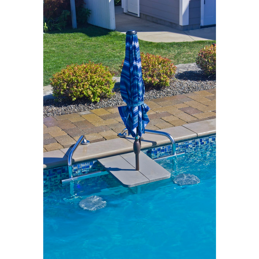 Global 2 Seat High Top Table Silver Vein Frame - Granite Gray Top W/Matching Umbrella
